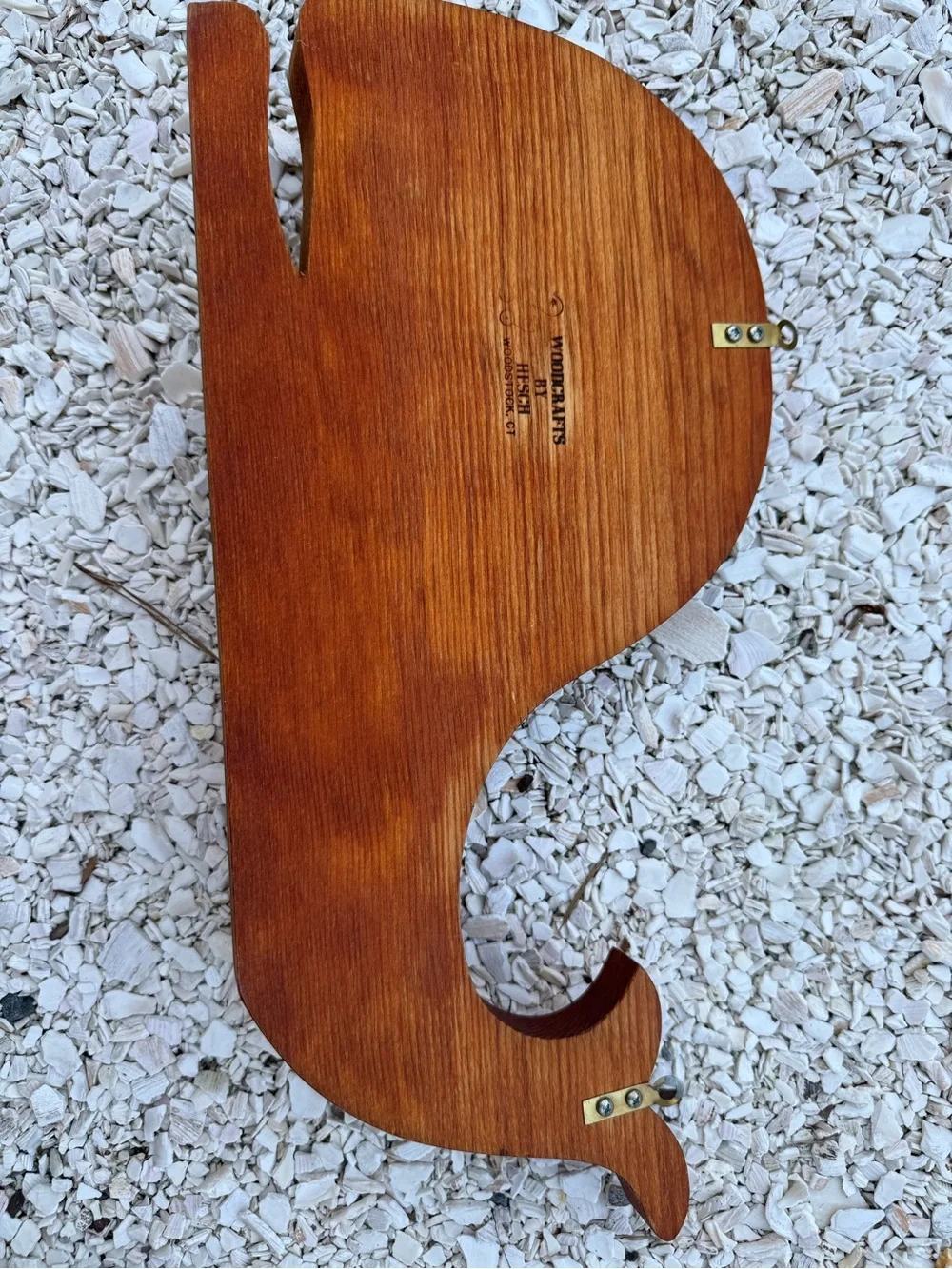 Wooden Whale Wall Hook in Brown with Blue Accents